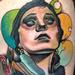 Tattoos - traditional evil girl with crow planchett and roses. Art Junkies Tattoo Gary Dunn - 91189